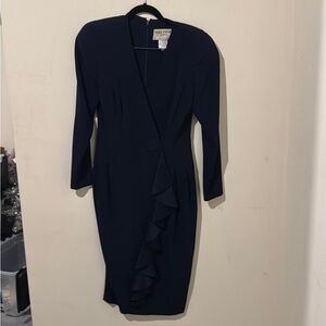 1980s Daymor Navy Flounce Dress Size 4
